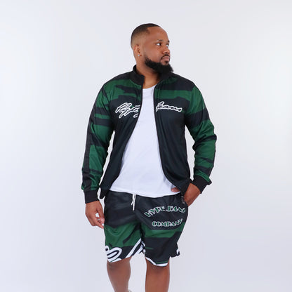 HJC Green Army Men's Stripe Sleeve Track Jacket