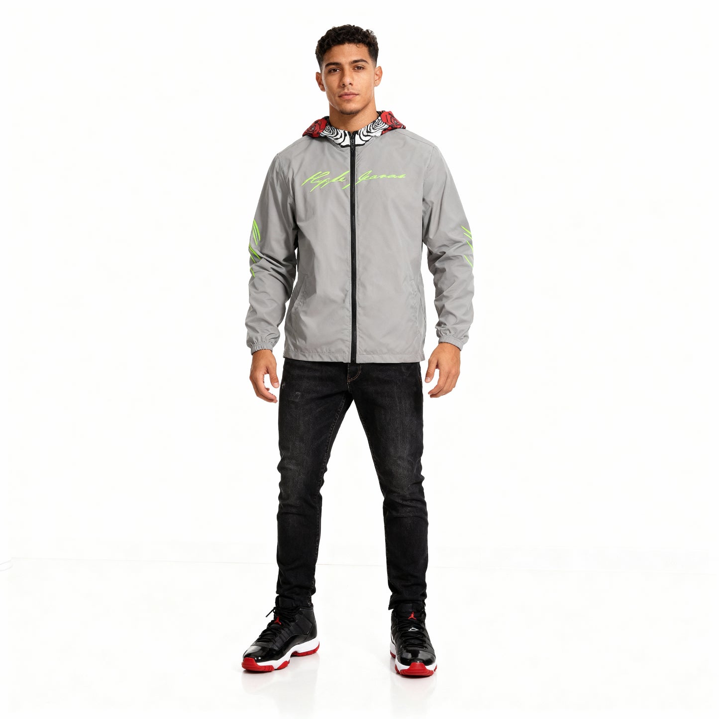 Hype Jeans Company Rose Flowers Gray Men's Windbreaker 2