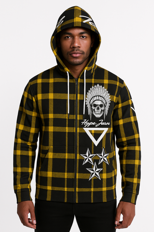 Hype Jeans Company Yellow Plaid Men's Windbreaker