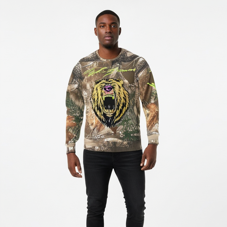 Hype Jeans Company H. Camo Men's Classic French Terry Crewneck Pullover