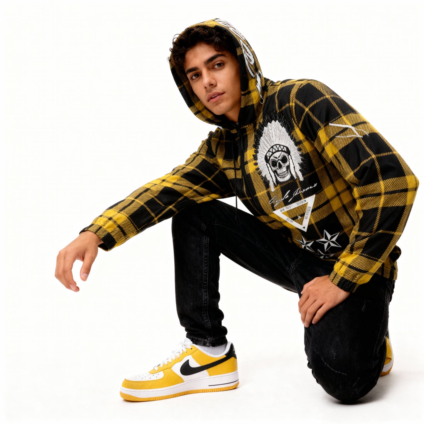 Hype Jeans Company Yellow Plaid Men's Windbreaker