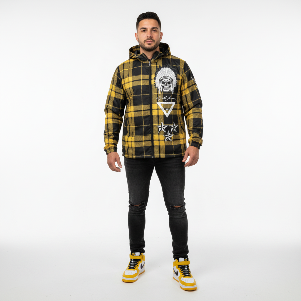Hype Jeans Company Yellow Plaid Men's Windbreaker