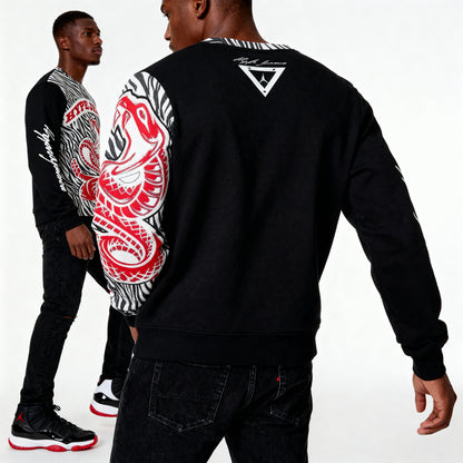 Hype Jeans Company Men's Classic French Terry Crewneck Pullover Black and White - Hype Jeans Company - Hype Jeans 