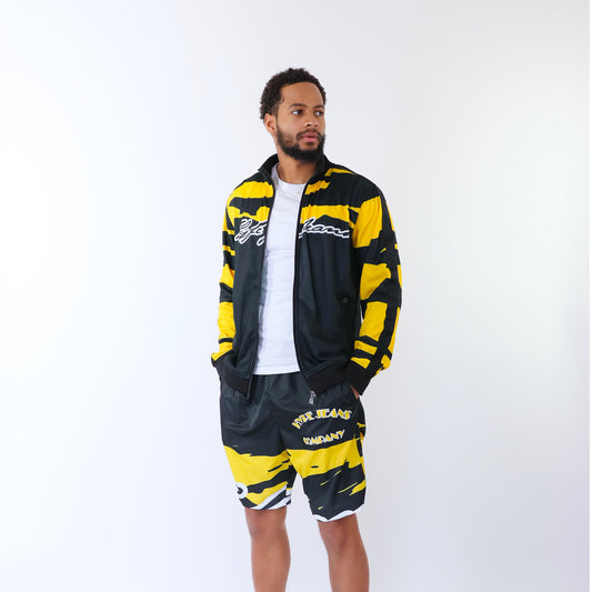 HJC Yellow Army  Men's Stripe Sleeve Track Jacket