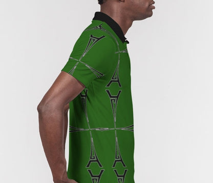 Hype Jeans Eiffel Tower green Men's All-Over Print Slim Fit Short Sleeve Polo