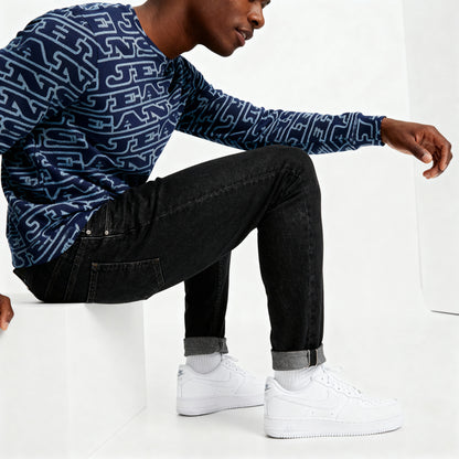 NEW - Hype Jeans MonoGram Men's Classic French Terry Crewneck Pullover - Navy Blue - Hype Jeans Company - Hype Jeans 