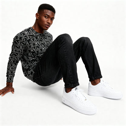 Hype Varisty Black Men's Classic French Terry Crewneck Pullover - Black - Hype Jeans Company - Hype Jeans 