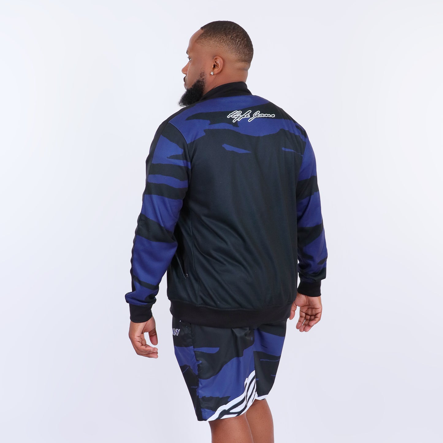 HJC Blue Army Men's Stripe Sleeve Track Jacket