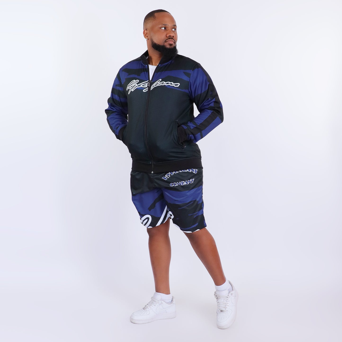 HJC Blue Army Men's Stripe Sleeve Track Jacket
