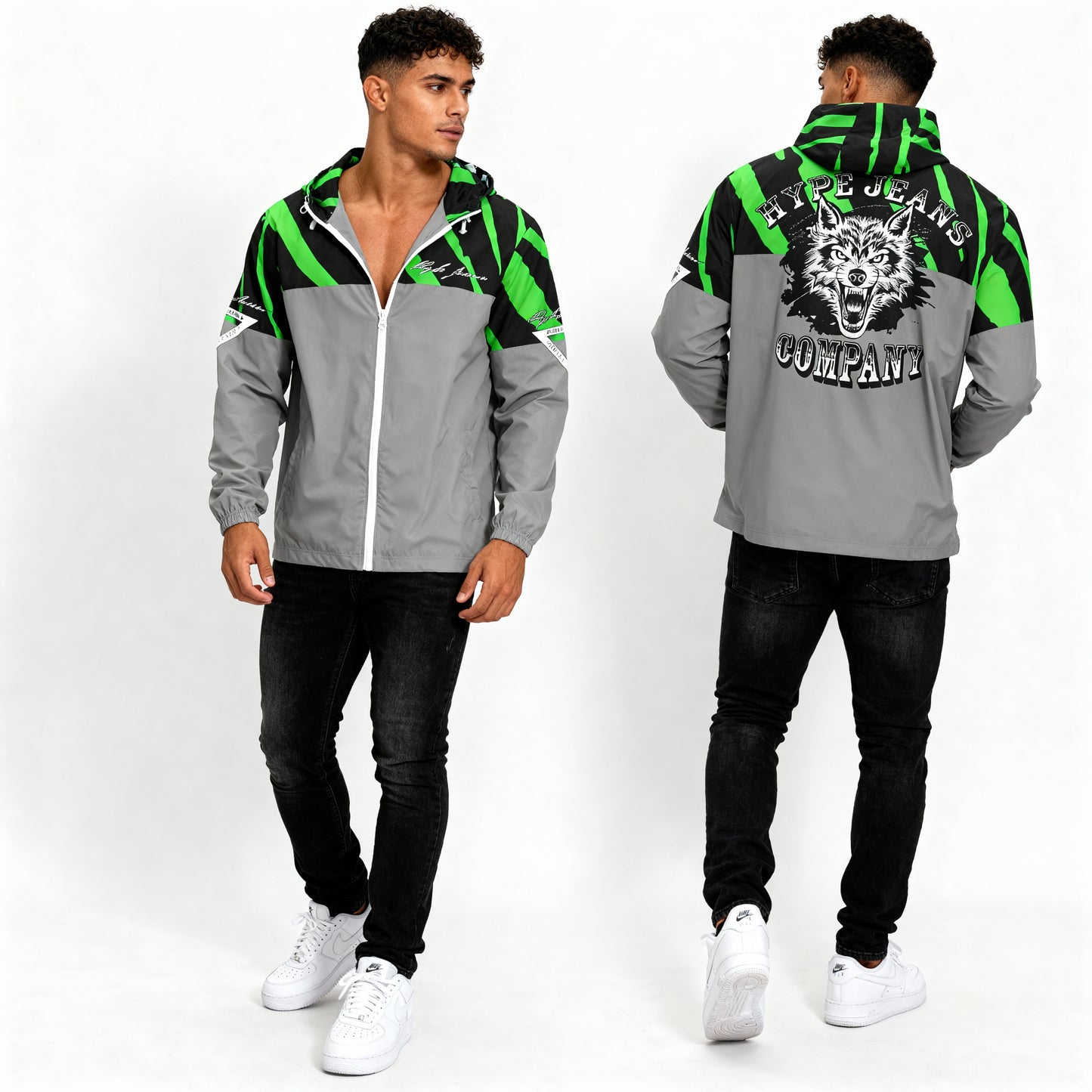 Hype Jeans Company NEON GREEN /BLACK / Slashs Men's Windbreaker