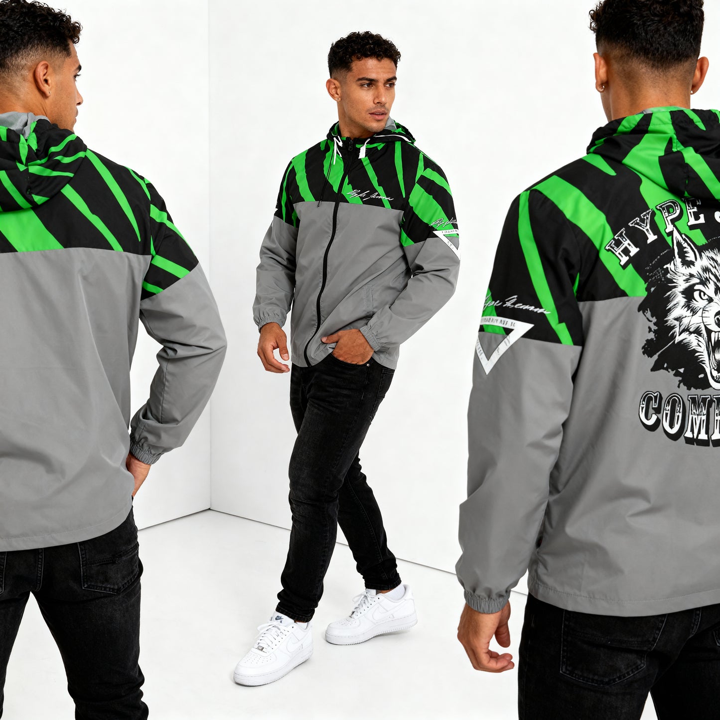 Hype Jeans Company NEON GREEN /BLACK / Slashs Men's Windbreaker