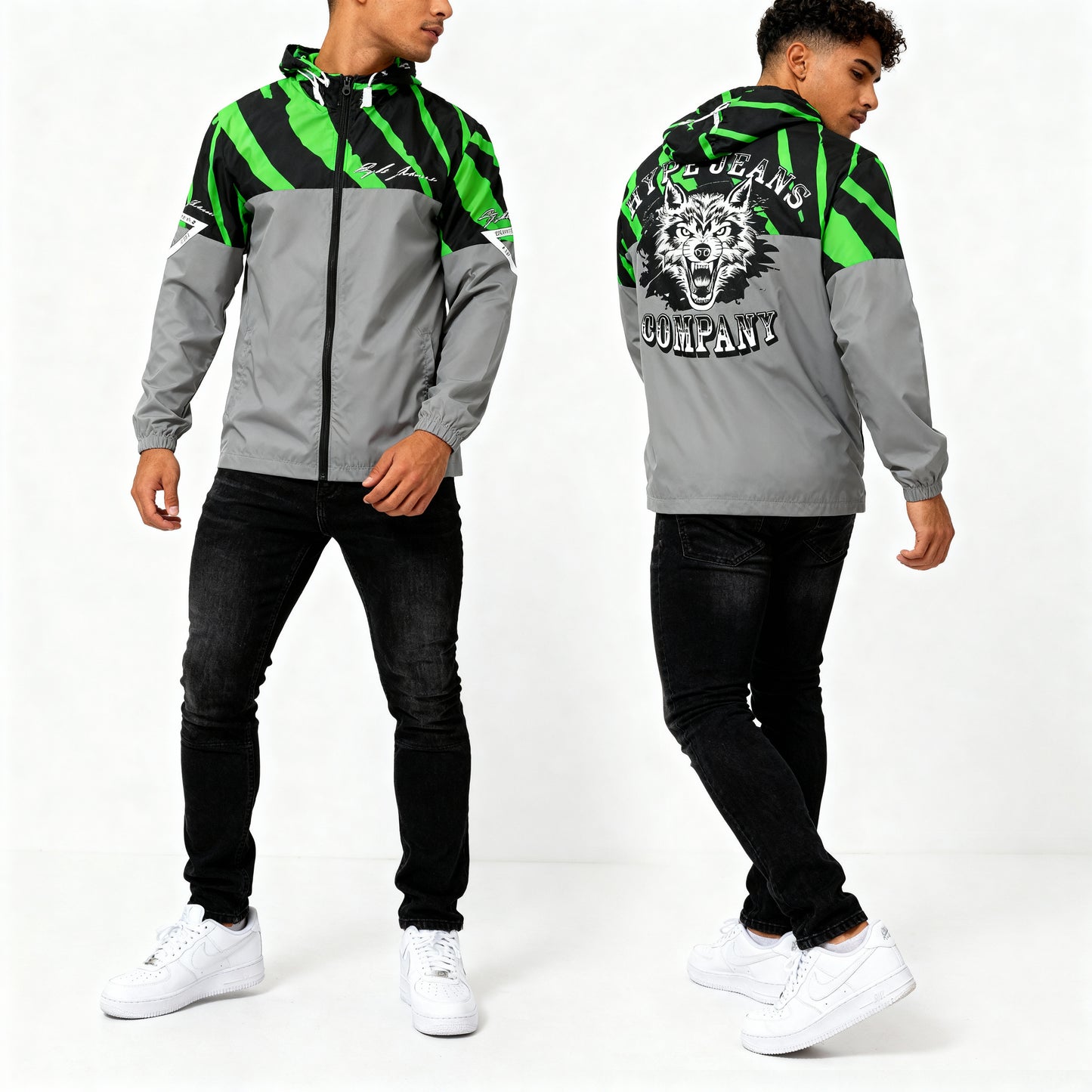 Hype Jeans Company NEON GREEN /BLACK / Slashs Men's Windbreaker