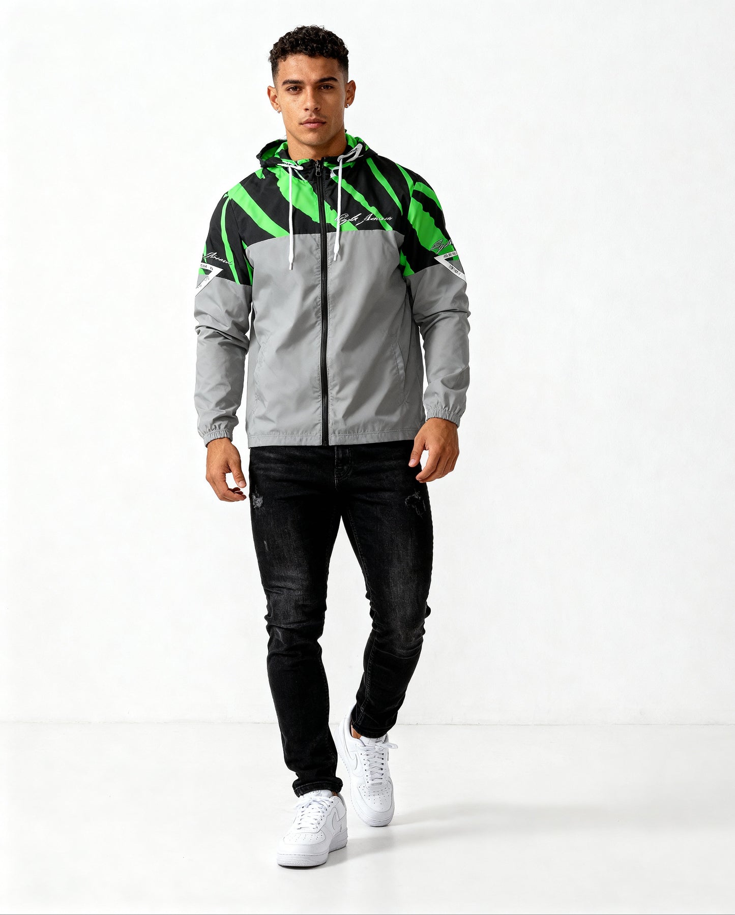 Hype Jeans Company NEON GREEN /BLACK / Slashs Men's Windbreaker