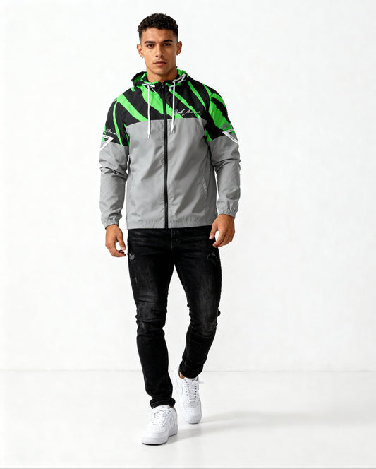 Hype Jeans Company NEON GREEN /BLACK / Slashs Men's Windbreaker
