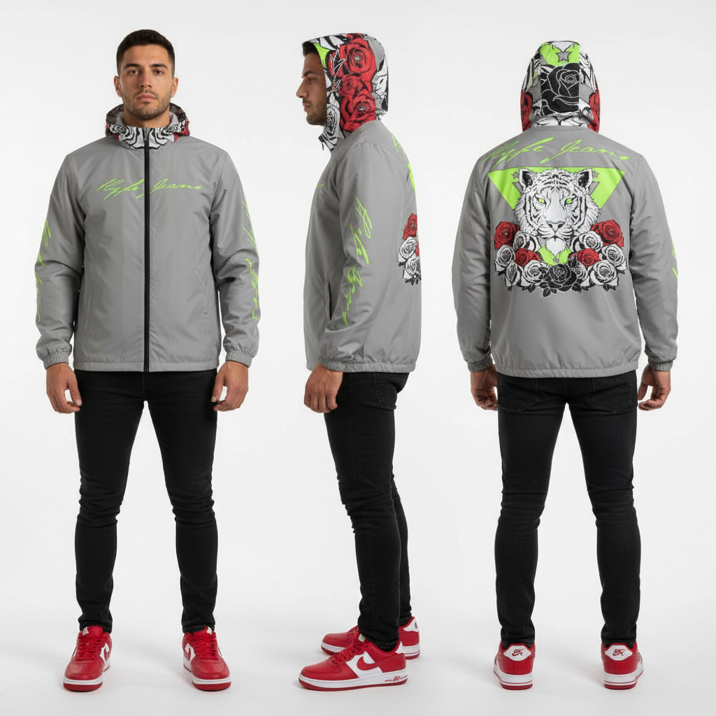 Hype Jeans Company Rose Flowers Gray Men's Windbreaker 2