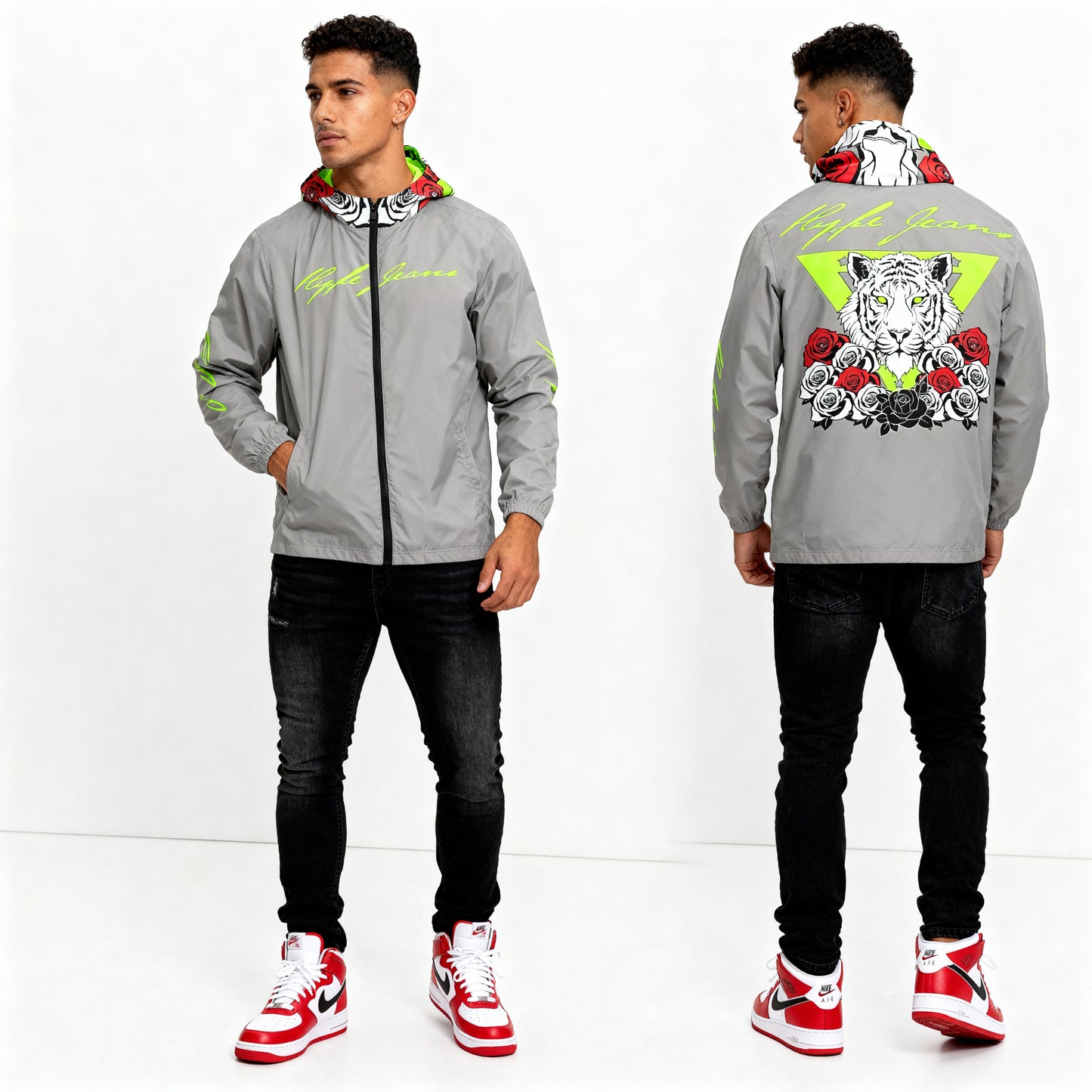 Hype Jeans Company Rose Flowers Gray Men's Windbreaker 2