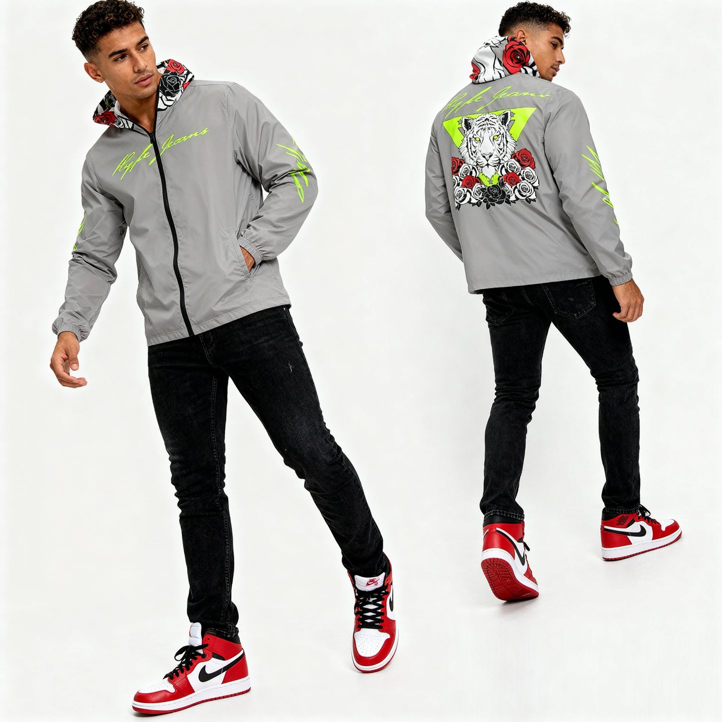 Hype Jeans Company Rose Flowers Gray Men's Windbreaker 2