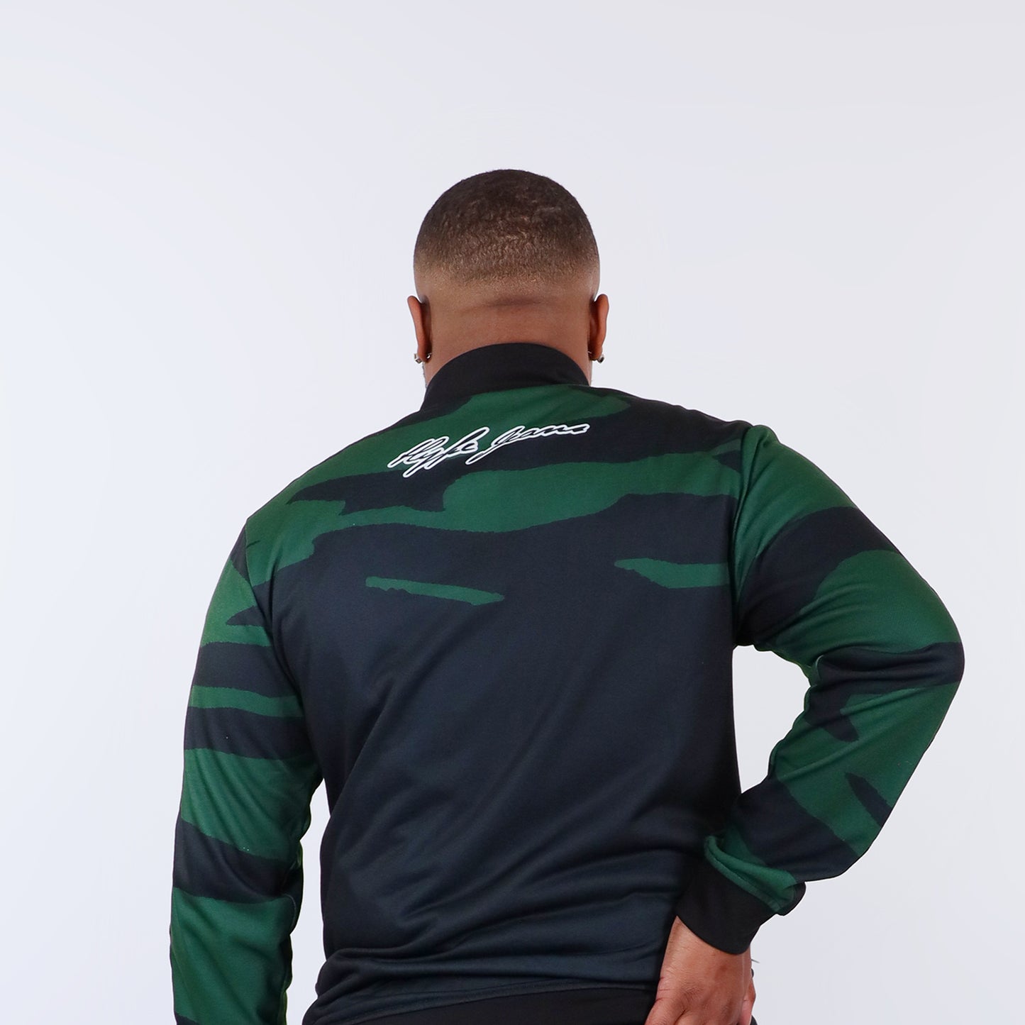 HJC Green Army Men's Stripe Sleeve Track Jacket