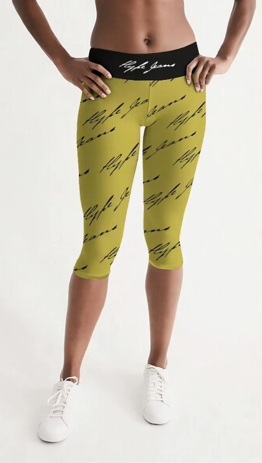 Hype Jeans Company Women's Mid-Rise Capri (khaki/ Black)
