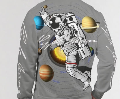 Hype Jeans space man GRAY Men's Classic French Terry Crewneck Pullover