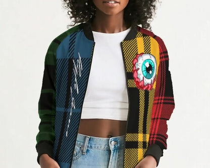 Hype Jeans Company 5 way plaid Women's Bomber Jacket