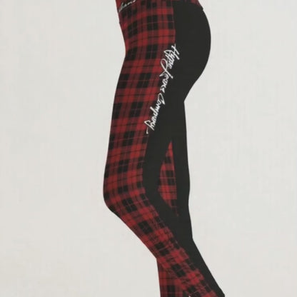 Hype Jeans Company Red Plaid  Women's Yoga Pants