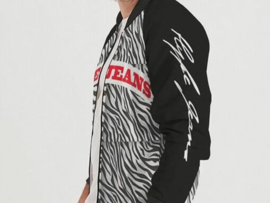 HYPE JEANS COMPANY TIGER PRINT MEN'S BOMBER JACKET (BLACK/ WHITE)