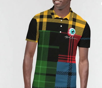 Hype Jeans 5 way plaid Men's Slim Fit Short Sleeve Polo