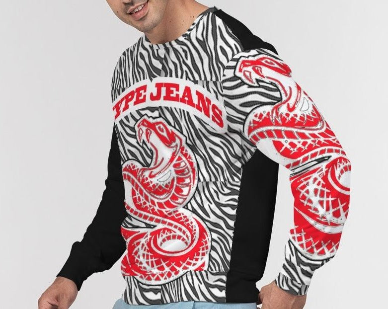 Hype Jeans Company Men's Classic French Terry Crewneck Pullover Black and White