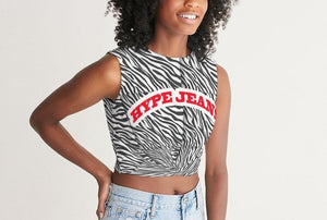 Hype Jeans Company Women's Tiger Twist-Front Tank (Black/White)