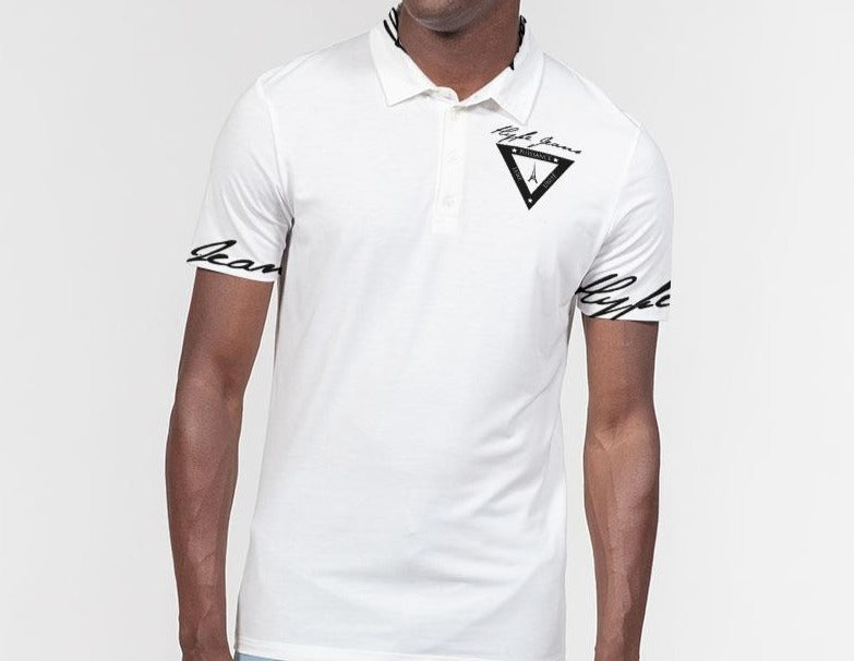 Hype Jeans Company Men's Slim Fit Short Sleeve white Polo