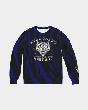 Hype Jeans Company BLUE/ BLACK slashs Men's Classic French Terry Crewneck Pullover