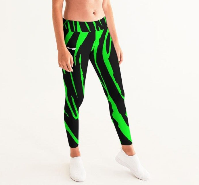 Hype Jeans Company  NEON GREEN AND BLACK  slashs Women's Yoga Pants