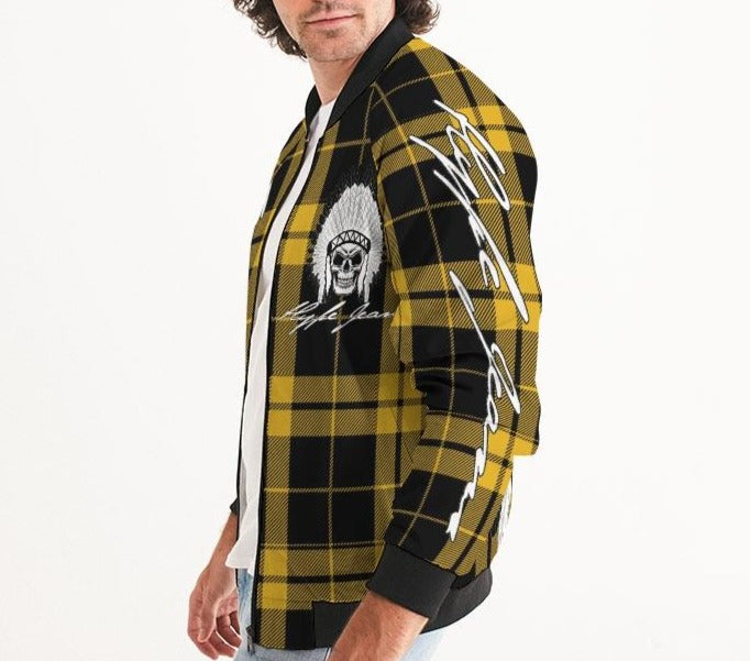 Hype Jeans Company Yellow Plaid Men's Bomber Jacket