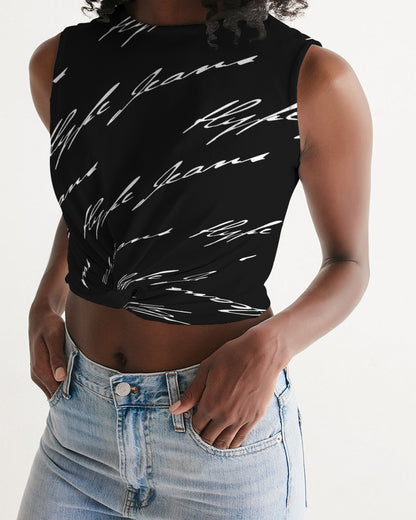 Hype Jeans  (Black/white) Women's Twist-Front Tank - Hype Jeans Company - Hype Jeans