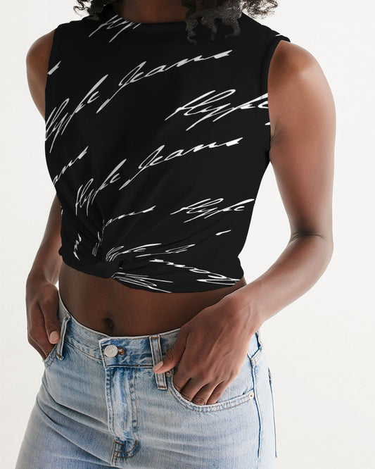 Hype Jeans  (Black/white) Women's Twist-Front Tank - Hype Jeans Company - Hype Jeans