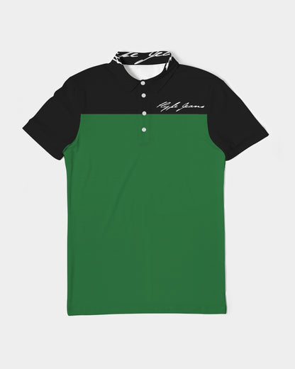 Hype Jeans Company Green / Black Men's Slim Fit Short Sleeve Polo