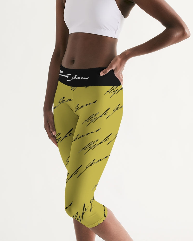 Hype Jeans Women's Mid-Rise Capri (khaki/ Black) - Hype Jeans Company - Hype Jeans