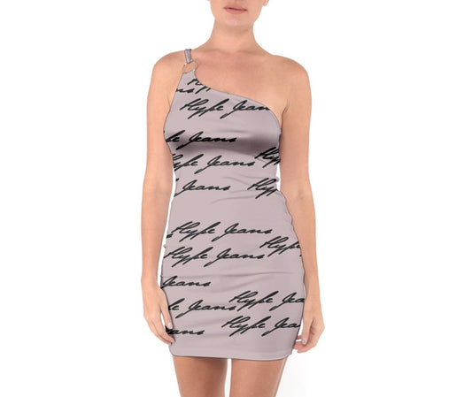Hype Jeans Company One Shoulder Ring Trim Bodycon Dress Champagne