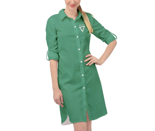 Hype Jeans Company Long Sleeve Mini Shirt Dress light green