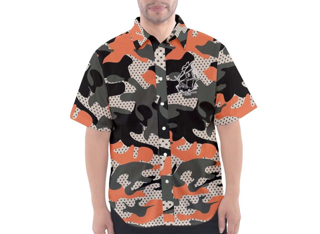 Hype Jeans Company Mens orange fatigue Men's Short Sleeve Button down