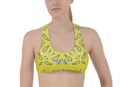Hype Jeans Company yellow bandana Criss Cross Racerback Sports Bra