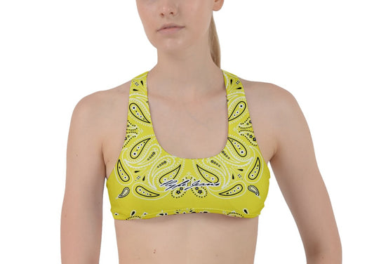 Hype Jeans Company yellow bandana Criss Cross Racerback Sports Bra