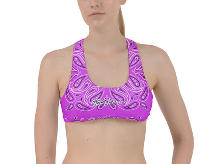 Hype Jeans Pink bandana Criss Cross Racerback Sports Bra