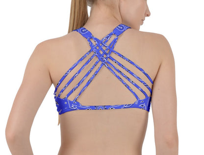 Hype Jeans Company Baby Blue bandana Criss Cross Racerback Sports Bra