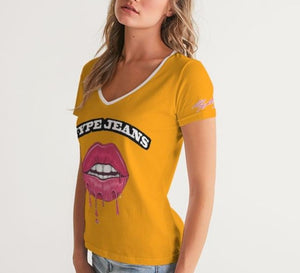 Hype Jeans Company Women's V-Neck Tee Orange