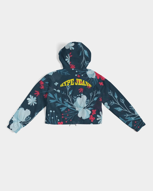 Hype Jeans Company Flowers Women's Cropped Windbreaker - Hype Jeans Company - Hype Jeans 