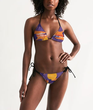 Hype Jeans Fade Camo Purple / Yellow Women's Triangle String Bikini - Hype Jeans Company - Hype Jeans