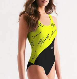 Hype Jeans Company Women's One-Piece Swimsuit (Imposs yellow /Black)