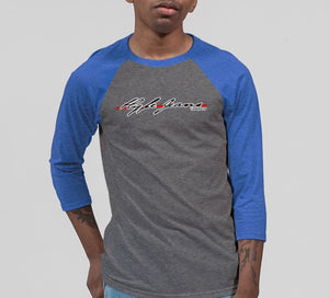 Hype Jeans Company Redline Unisex Three-Quarter Sleeve Baseball Tee blue /grey